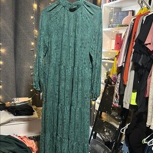 No.137 A New Day Green Bishop Sleeve Mock Neck Gown